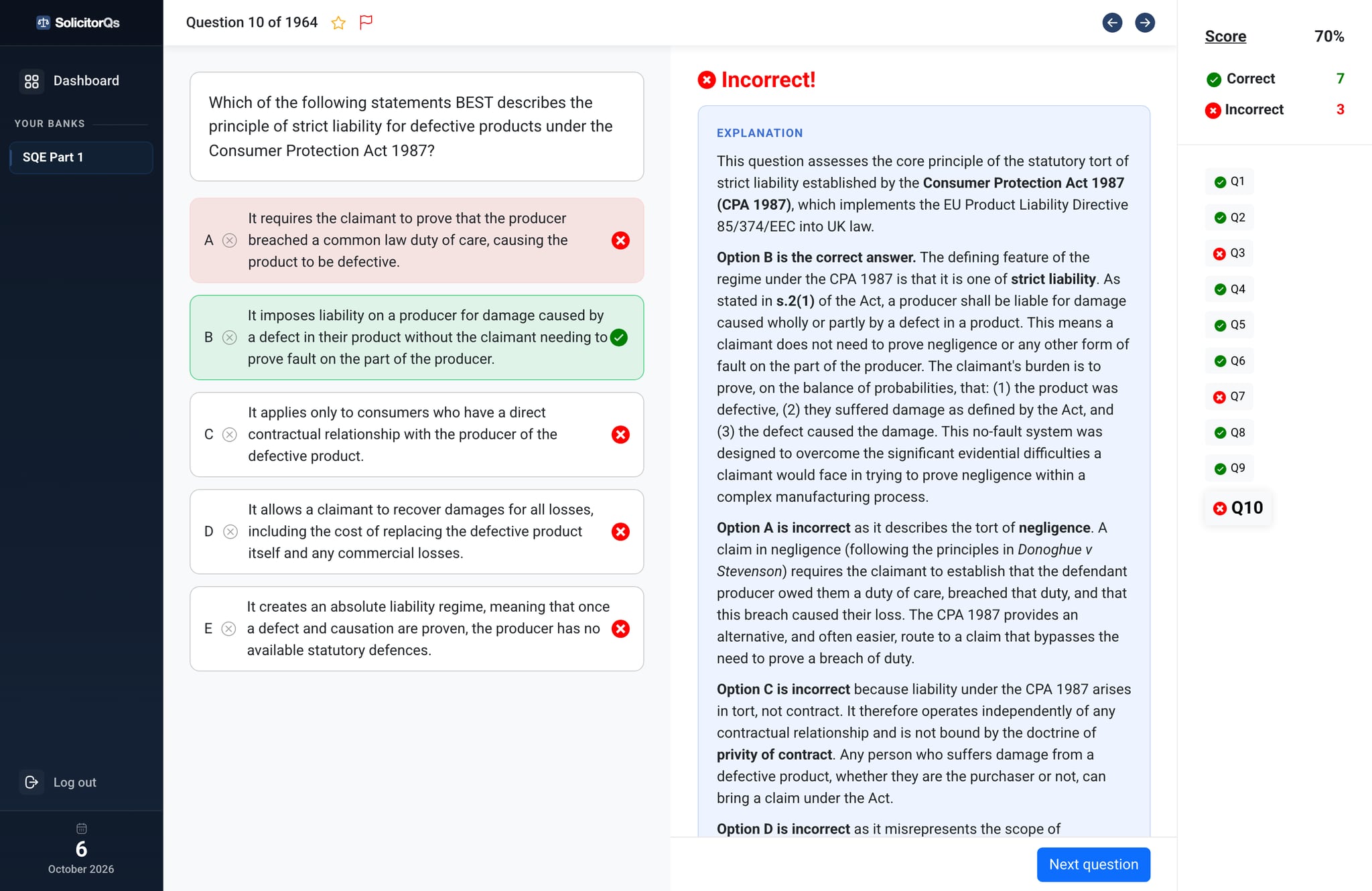 Question with explanation in SolicitorQs